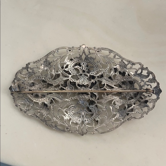 vintage Filigree Three Bird Brooch sterling silver antique - Picture 2 of 4